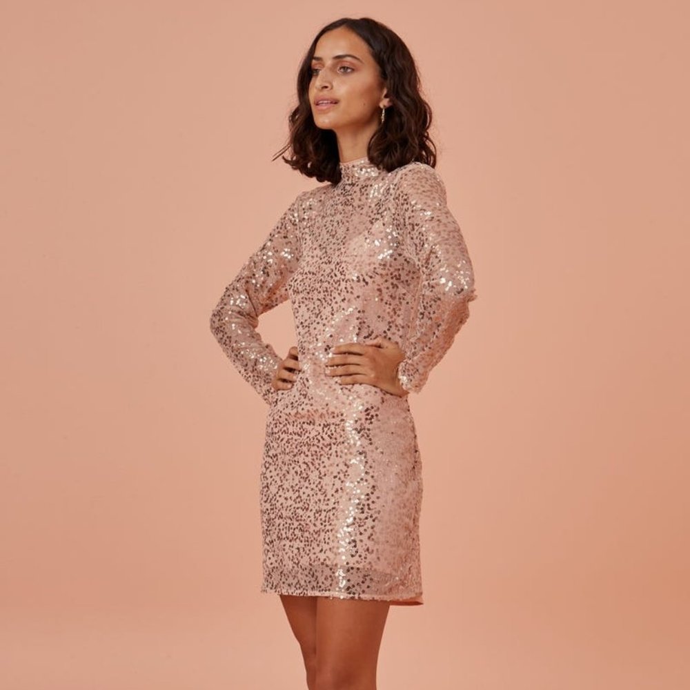 Selena LS Dress, Champagne